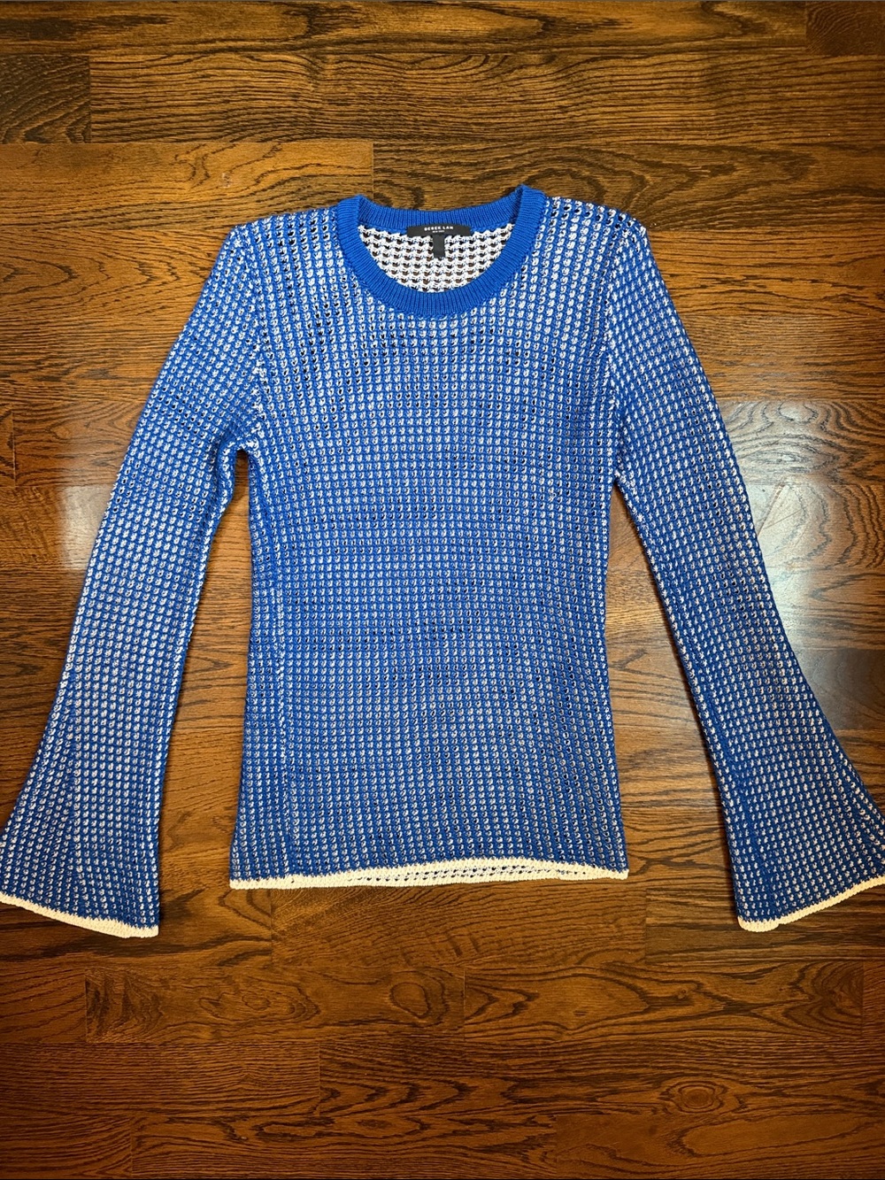 Derek Lam New York Blue and White Long Sleeve Sweater Size Small